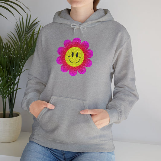 Floral Smiley Face Hoodie Sweatshirt