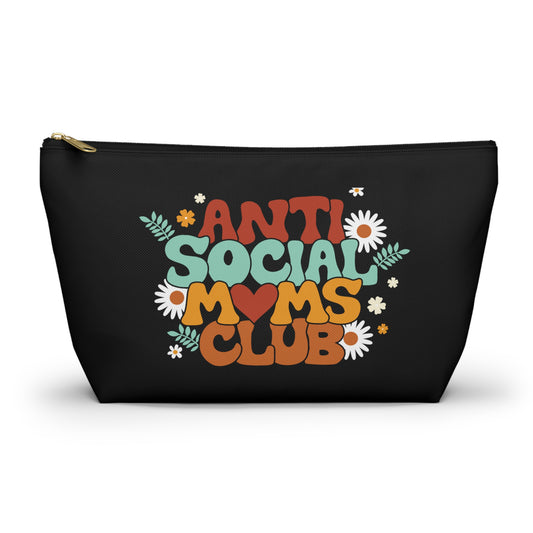 Anti Social Mom's Club Accessory Pouch, Mom To Be Travel Bag, Mom Makeup Bag, Travel Accessory Pouch, Mother's Day Gift, Mommy Toiletry Bag